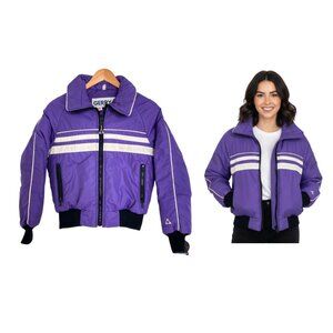 Vintage Gerry Weber Snow Jacket Woman XS Purple White 70s 80s USA Black Stripes